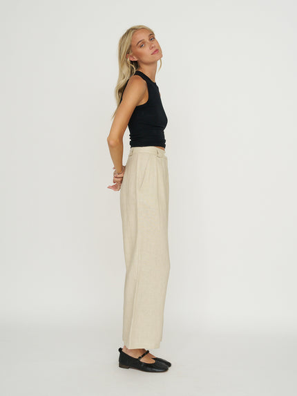 Whimsy + Row Leanna Trouser - 100% Linen - Oatmeal