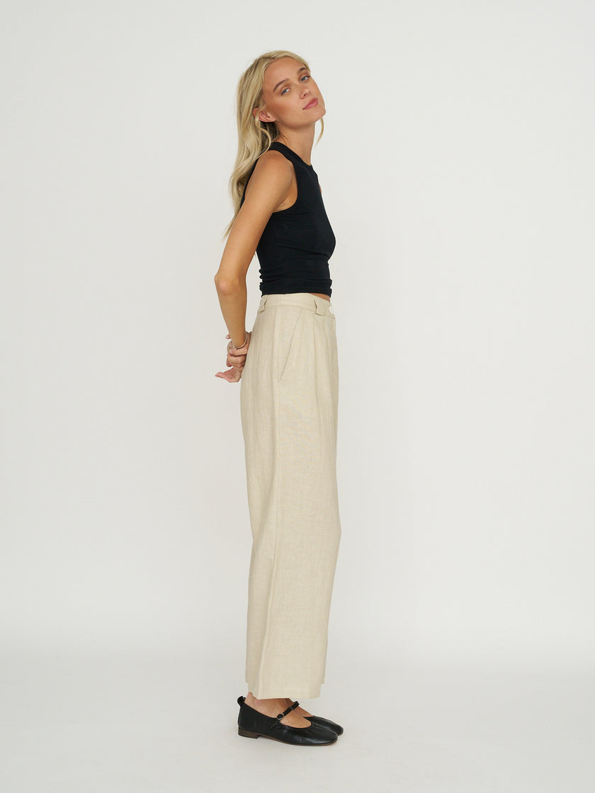Whimsy + Row Leanna Trouser - 100% Linen - Oatmeal