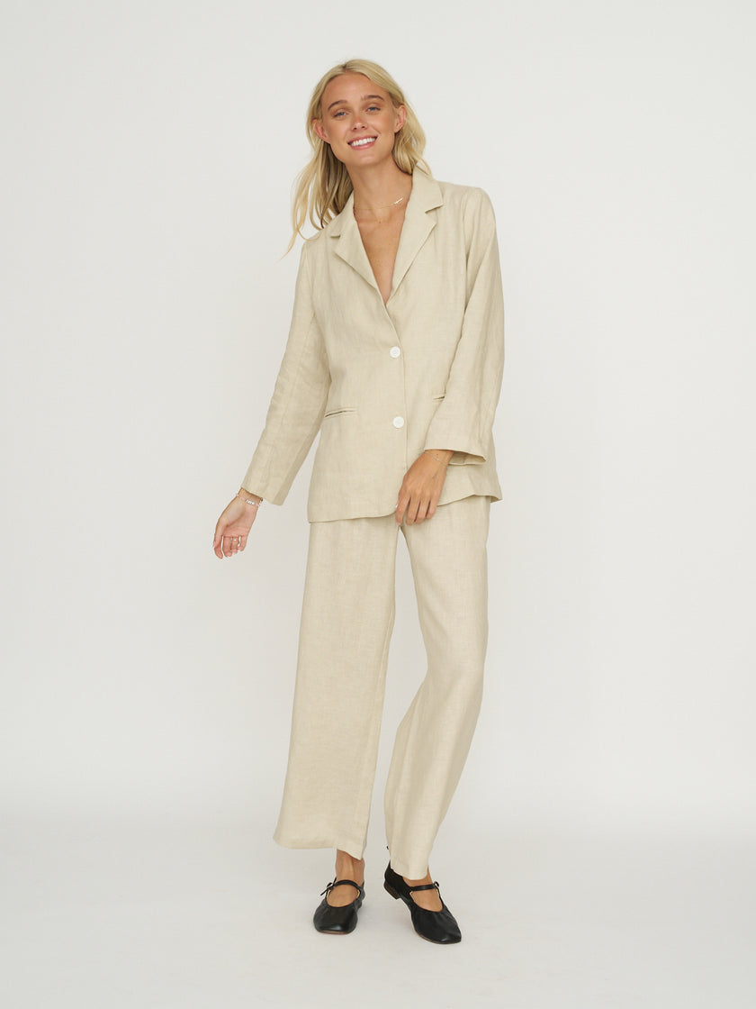 Whimsy + Row Leanna Trouser - 100% Linen - Oatmeal