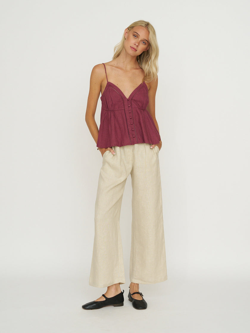Whimsy + Row Leanna Trouser - 100% Linen - Oatmeal