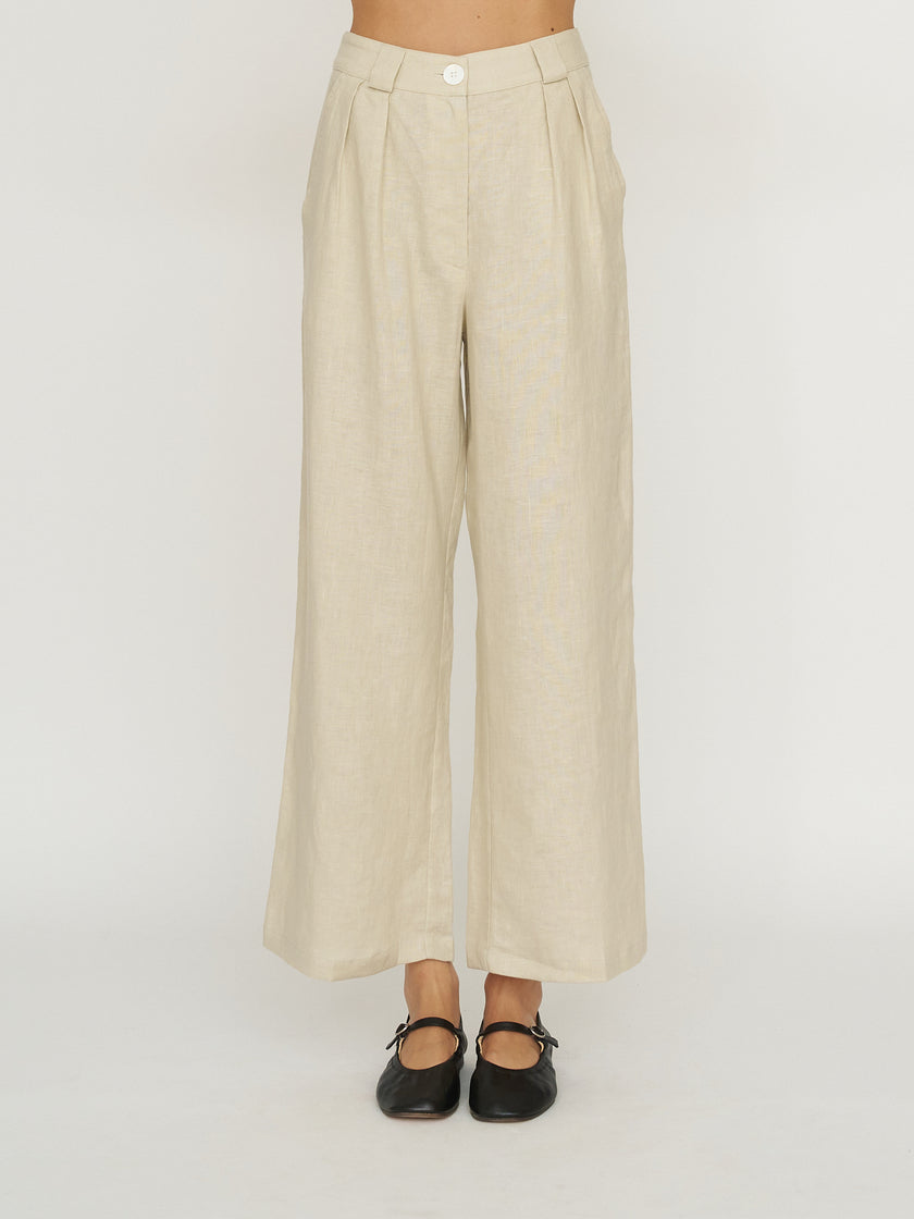 Whimsy + Row Leanna Trouser - 100% Linen - Oatmeal