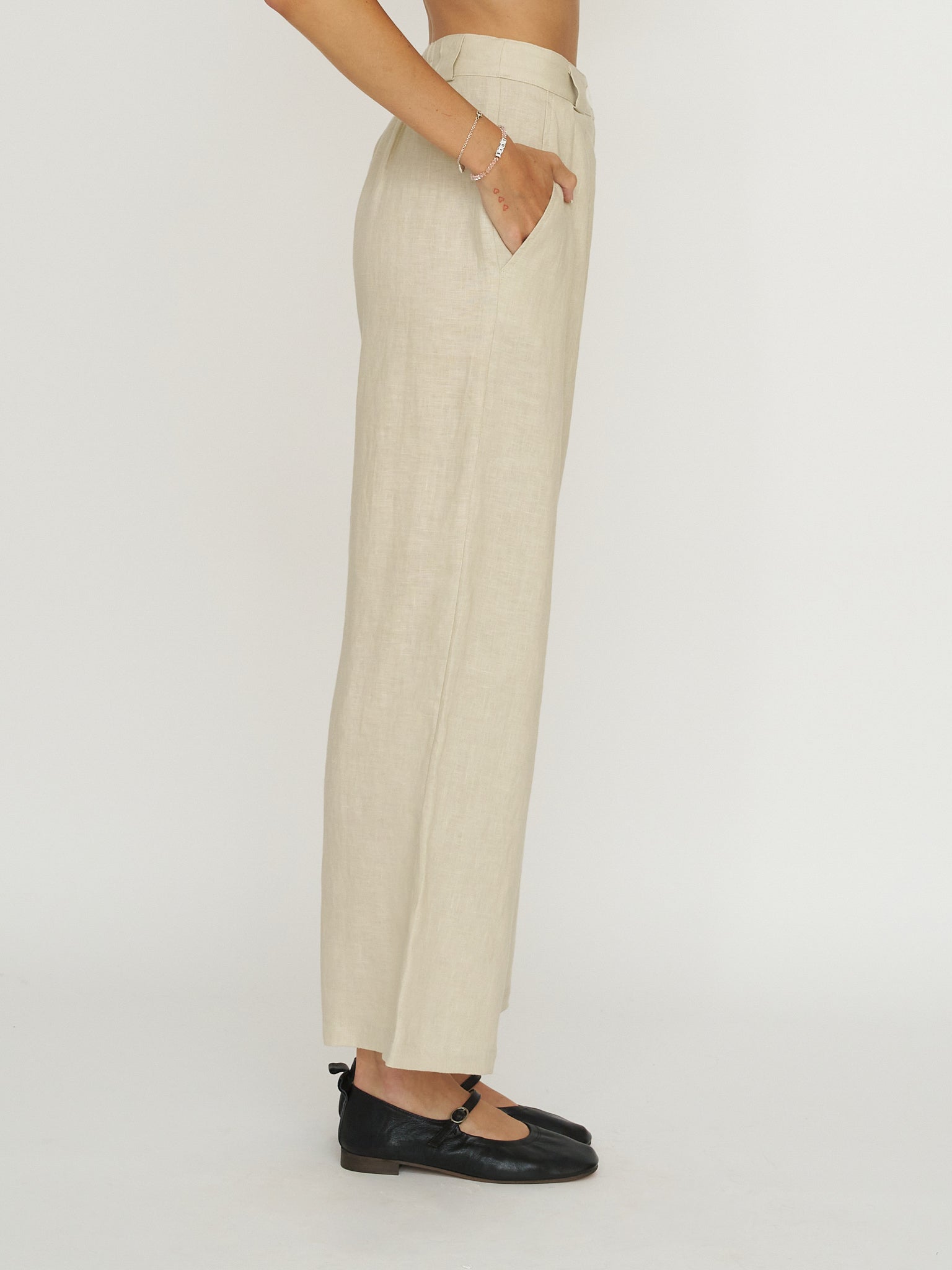 Whimsy + Row Leanna Trouser - 100% Linen - Oatmeal