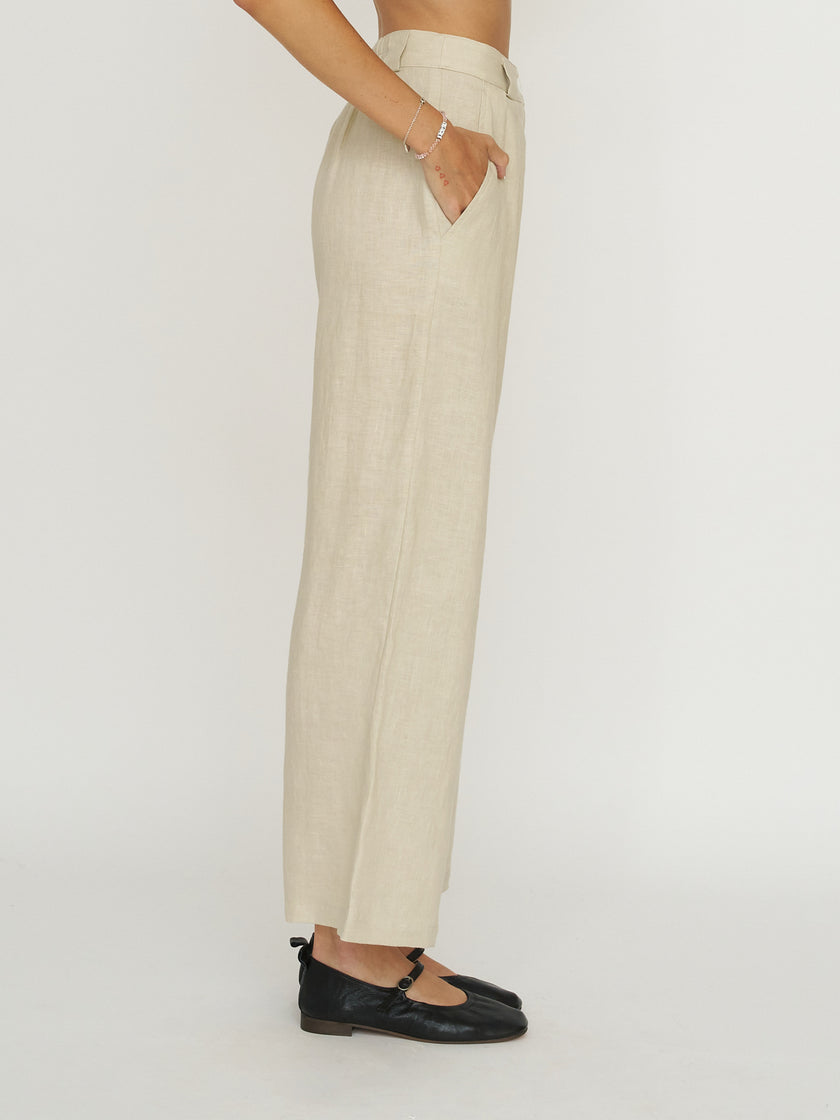 Whimsy + Row Leanna Trouser - 100% Linen - Oatmeal