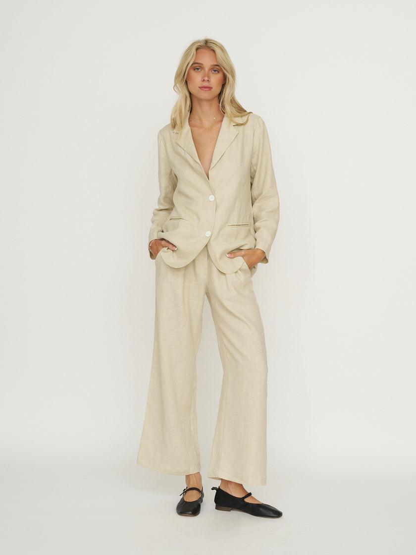 Whimsy + Row Parker Blazer - 100% Linen - Oatmeal