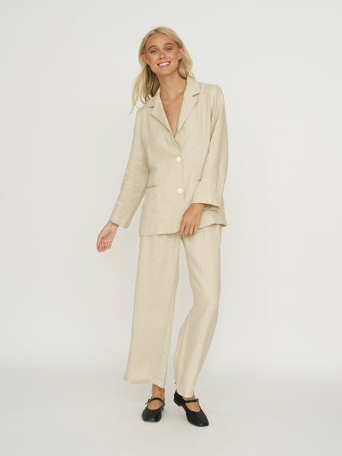 Whimsy + Row Parker Blazer - 100% Linen - Oatmeal