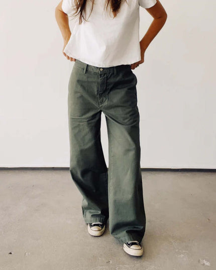 Hey Gang Buckle Back Trouser in Army