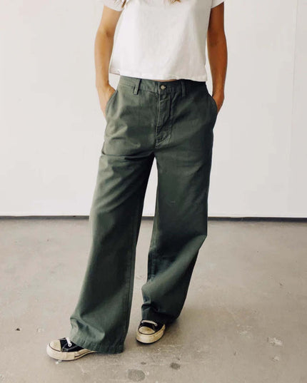 Hey Gang Buckle Back Trouser in Army