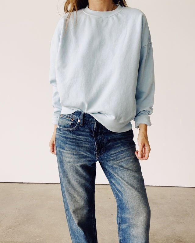Hey Gang Boxy Sweatshirt in Light Blue