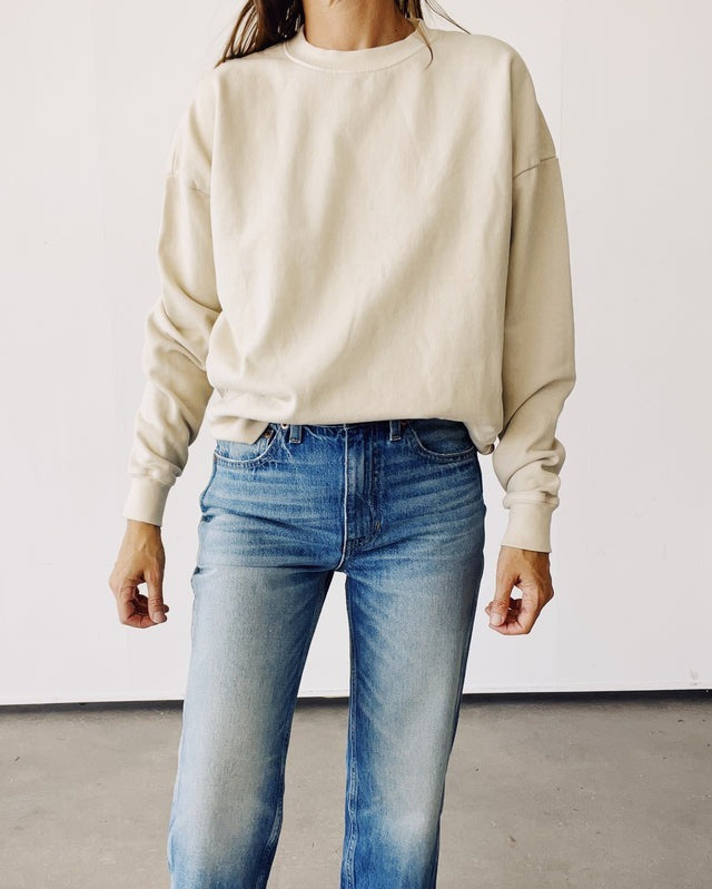 Hey Gang Boxy Sweatshirt in Tan