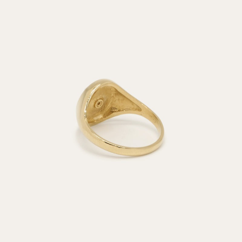 Gjenmi 14K Gold Luna Signet Ring with 1.5mm Diamond