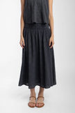 Micaela Greg Shirred Skirt in Faded Black