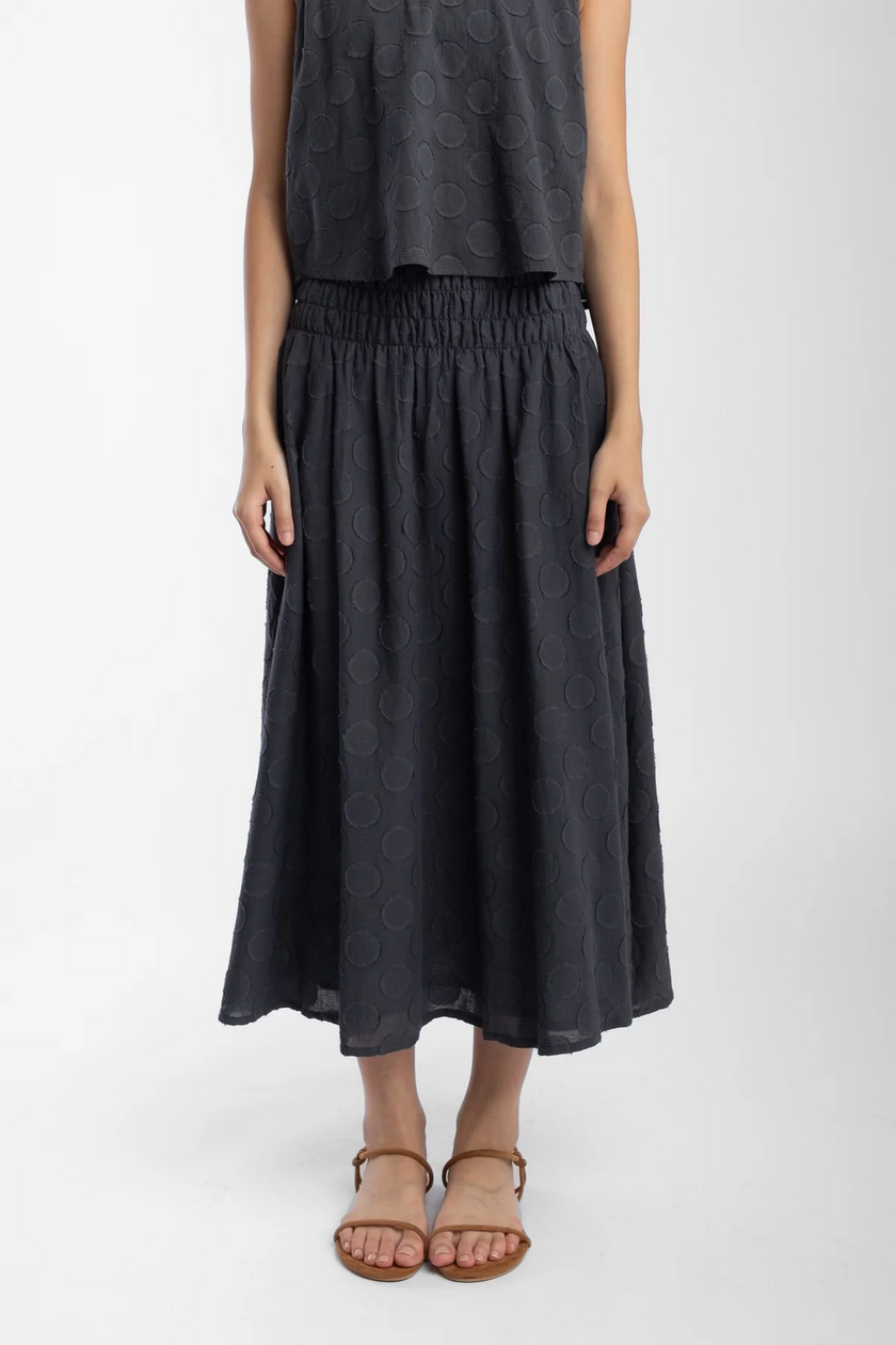 Micaela Greg Shirred Skirt in Faded Black