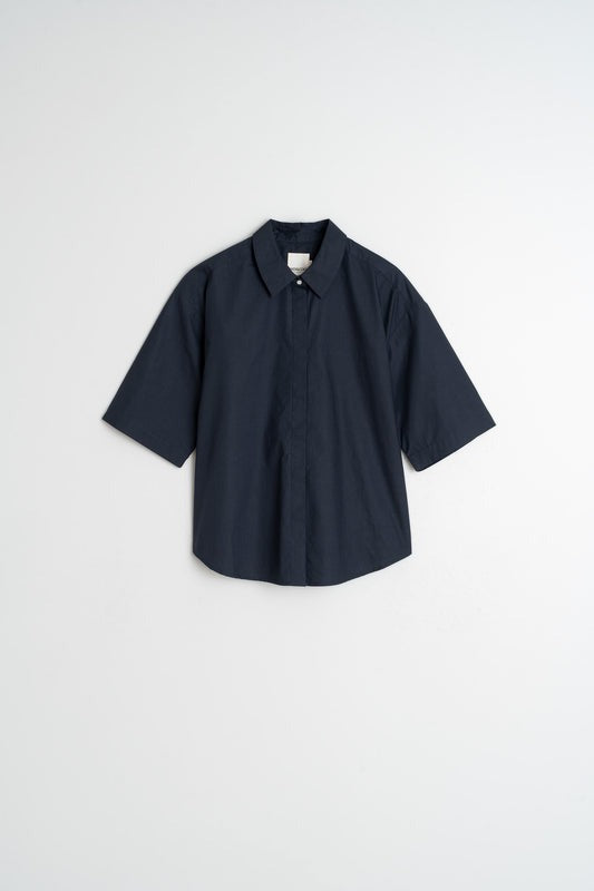 Indi & Cold Organic Cotton Poplin Shirt in Midnight