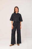 Indi & Cold Organic Cotton Poplin Elastic Waist Pants in Midnight