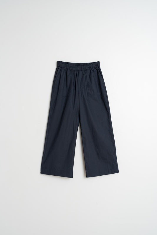 Indi & Cold Organic Cotton Poplin Elastic Waist Pants in Midnight