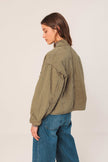 Indi & Cold Quilted Kimono Jacket in Military Green