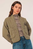 Indi & Cold Quilted Kimono Jacket in Military Green