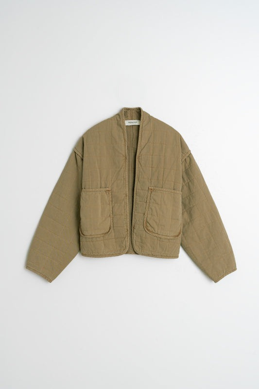 Indi & Cold Quilted Kimono Jacket in Military Green