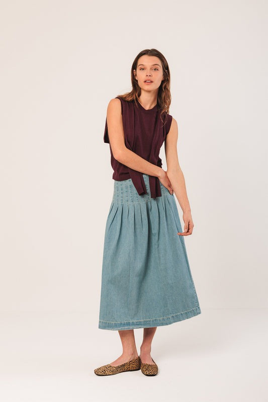 Indi & Cold Pleated Denim Skirt