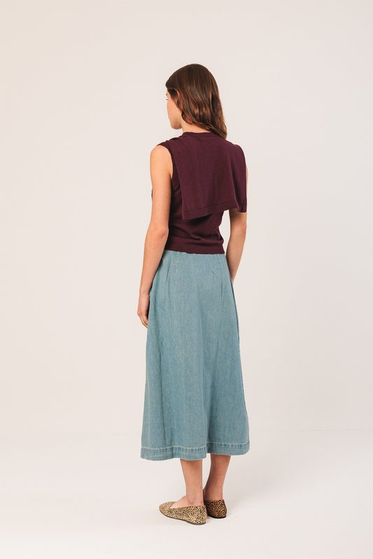 Indi & Cold Pleated Denim Skirt