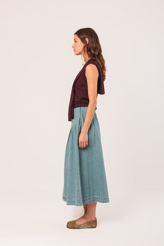 Indi & Cold Pleated Denim Skirt