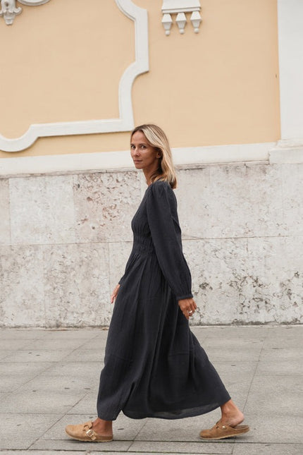 Indi & Cold Crepe Cotton Dress in Navy