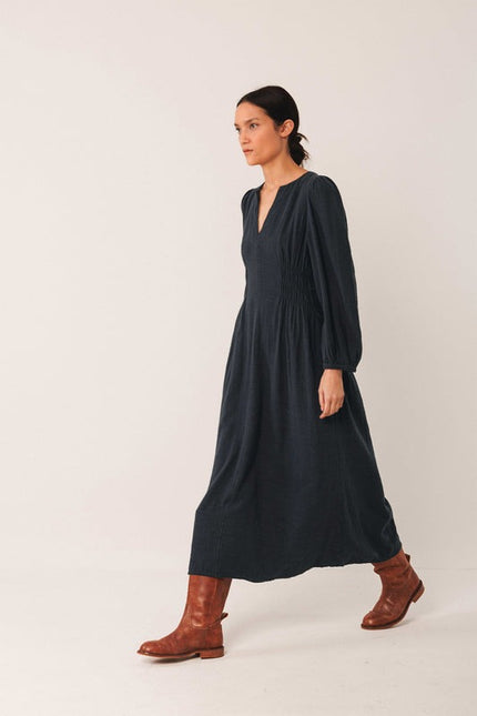 Indi & Cold Crepe Cotton Dress in Navy