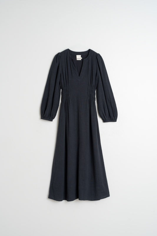 Indi & Cold Crepe Cotton Dress in Navy