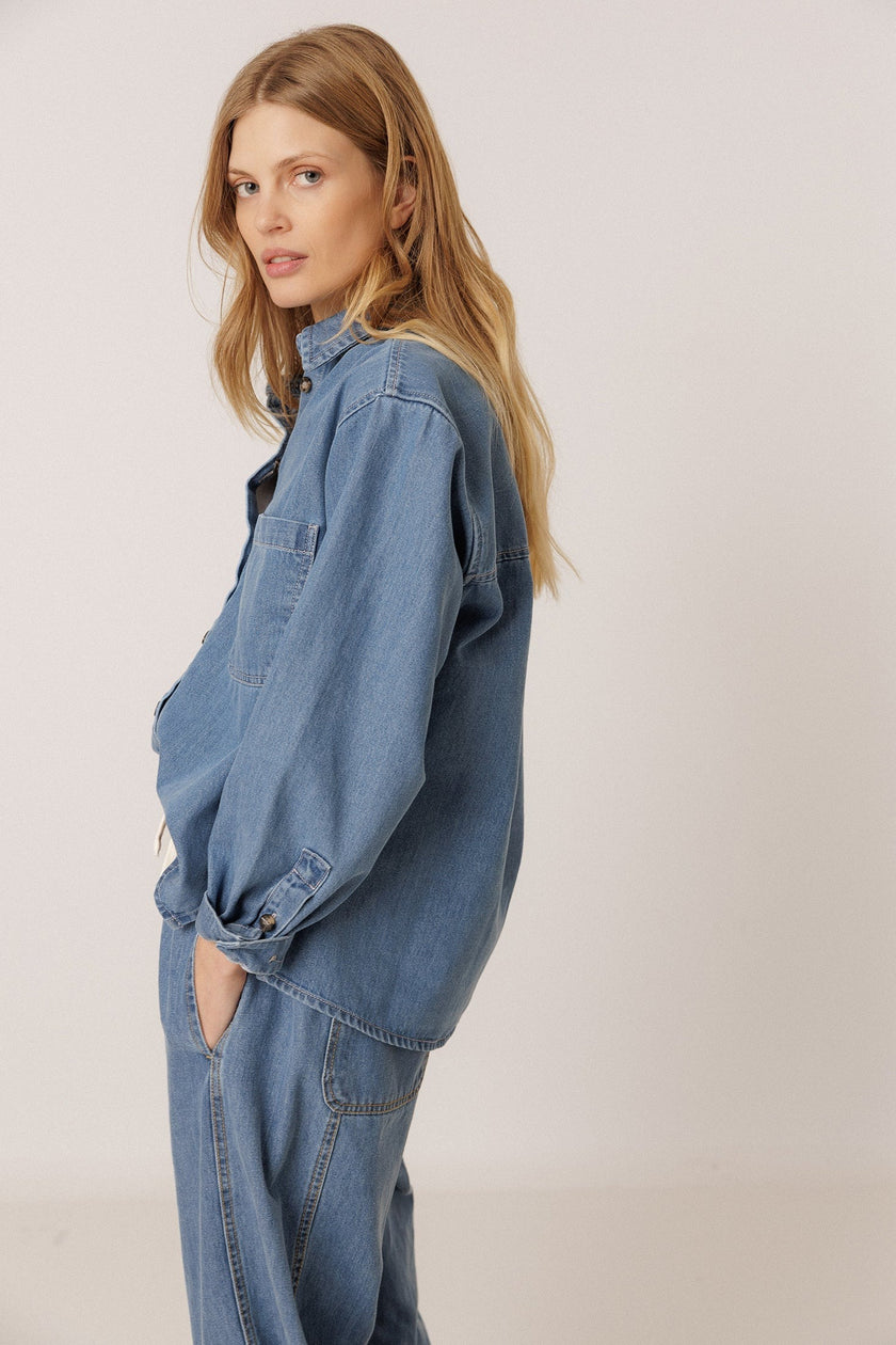 Indi & Cold Classic Denim Button Down in Tejano